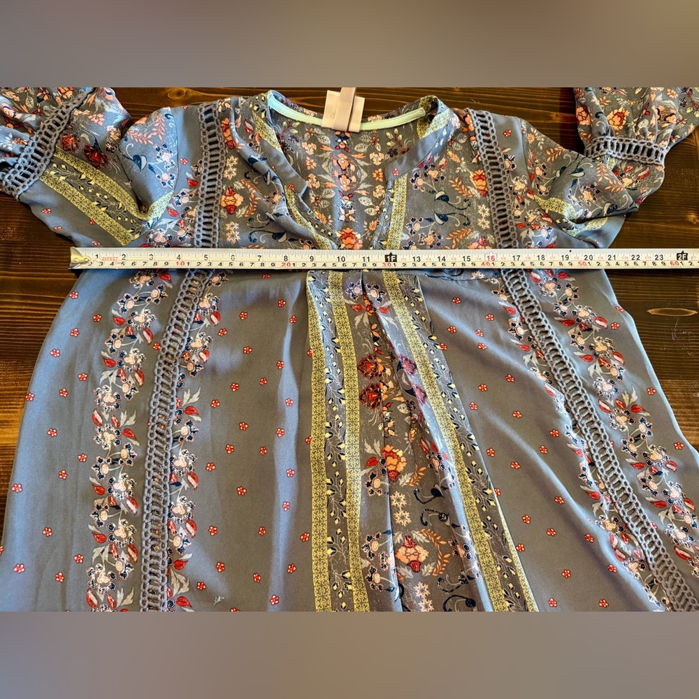Knox Rose Women’s Boho Gray Multicolor Floral Peasant Top Size S - Picture 6 of 7